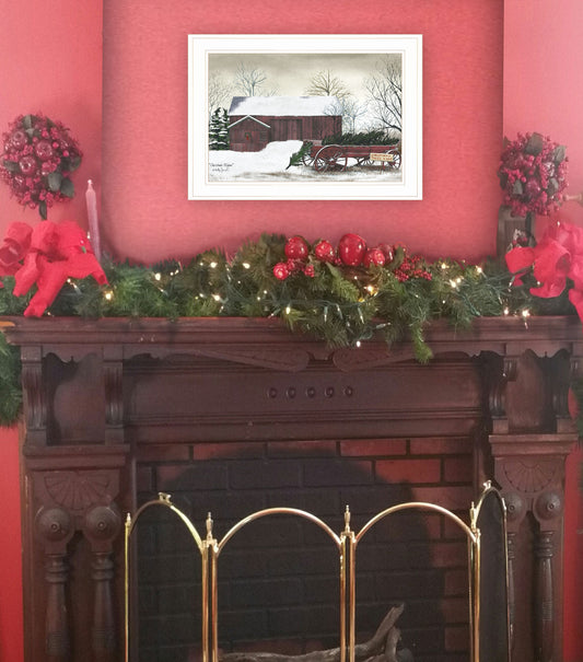 "Christmas Wagon" by Billy Jacobs Ready to Hang Holiday Framed Print, White Frame