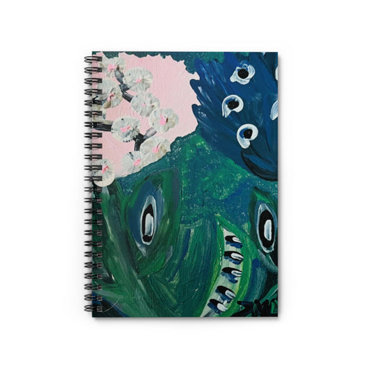 Plum Blossoms and peacock Dreams Spiral Notebook - Ruled Line