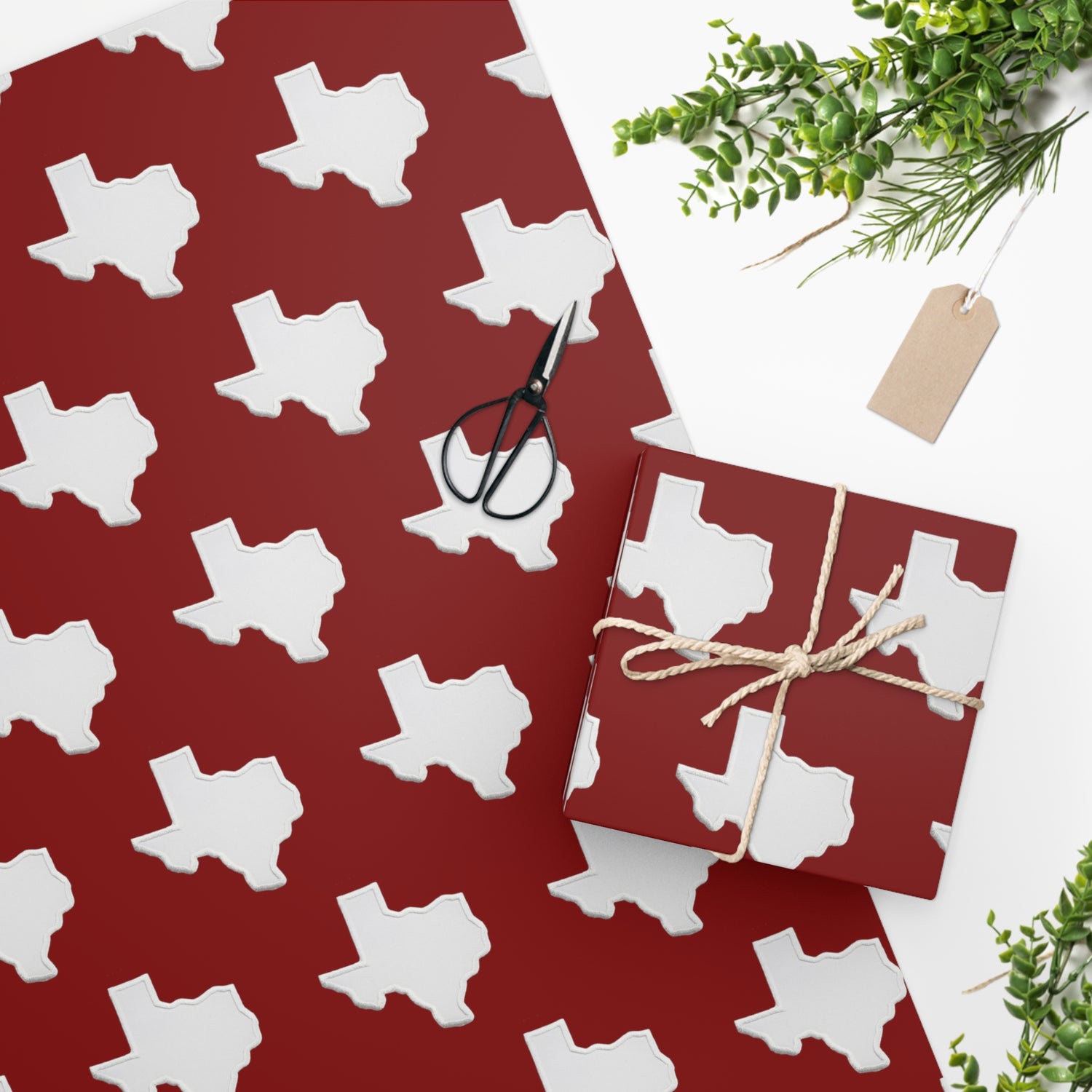 White Texas on Maroon background Premium Wrapping Paper
