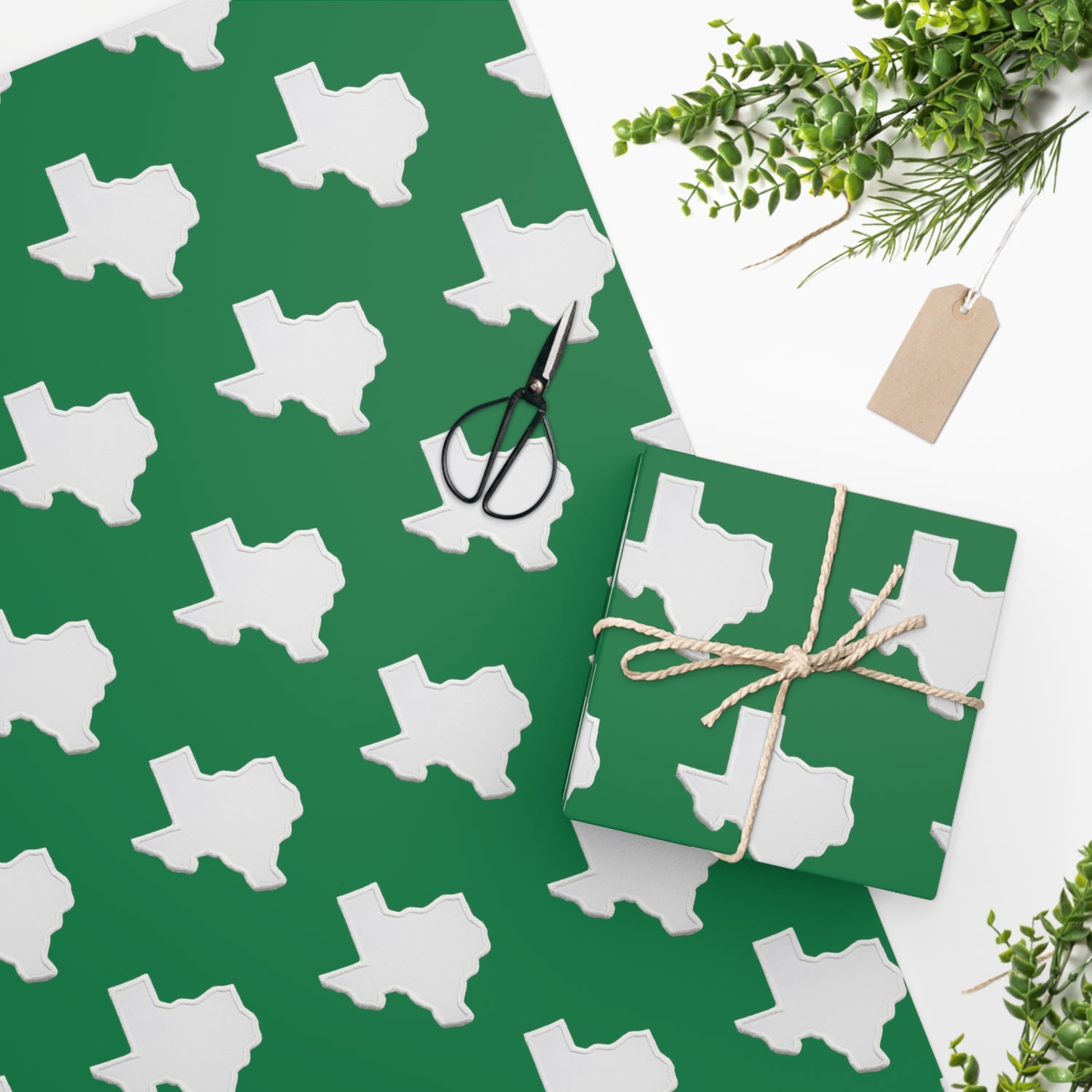 White Texas on Green background Premium Wrapping Paper