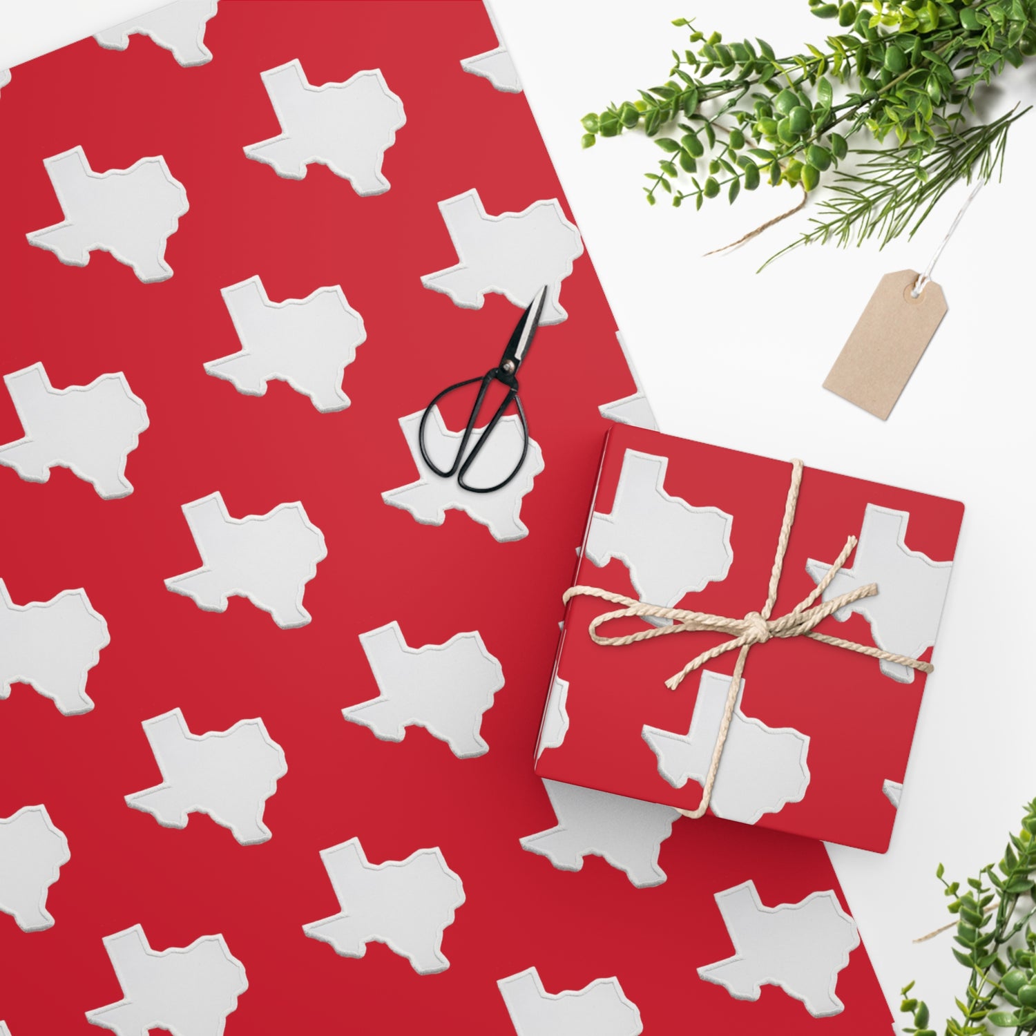 White Texas on Red background Premium Wrapping Paper