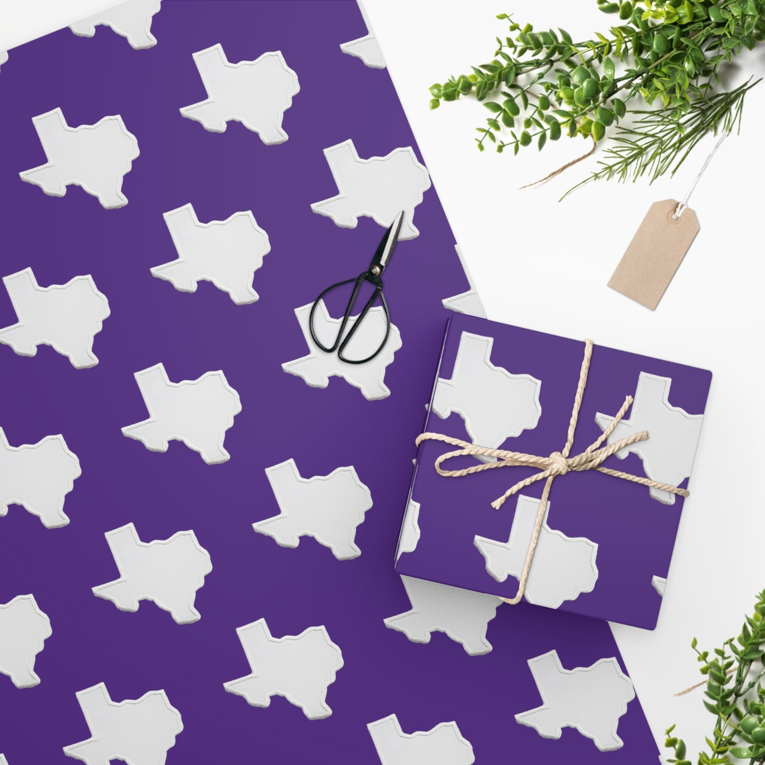 White Texas on Purple background Premium Wrapping Paper