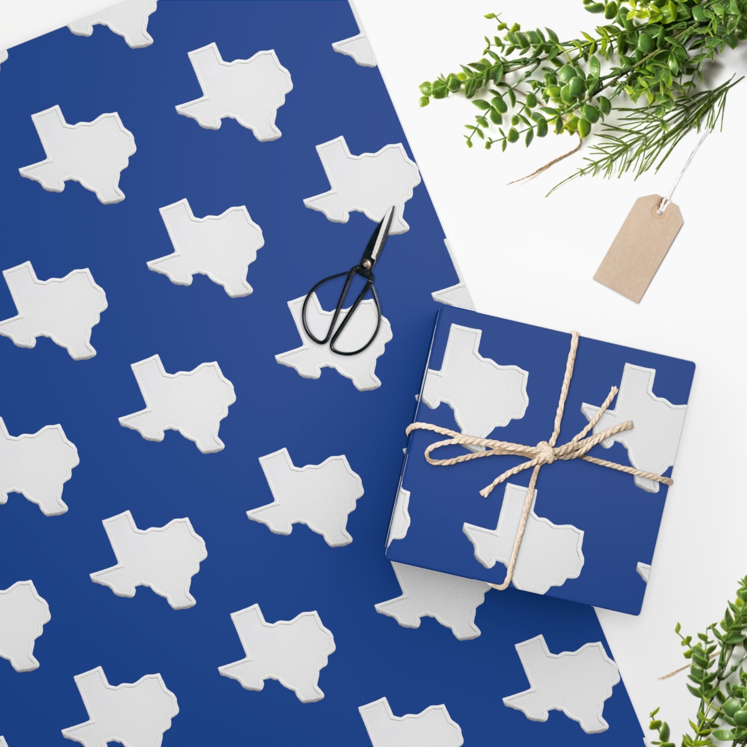 White Texas on Blue background Premium Wrapping Paper