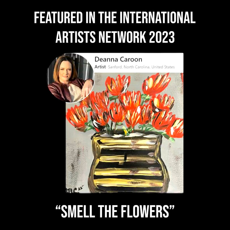 Smell The Flowers  Original Abstract Acrylic Fine Artwork by Deanna Caroon