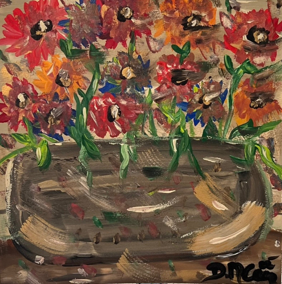The Happy Flowers Original Artwork by Deanna Caroon