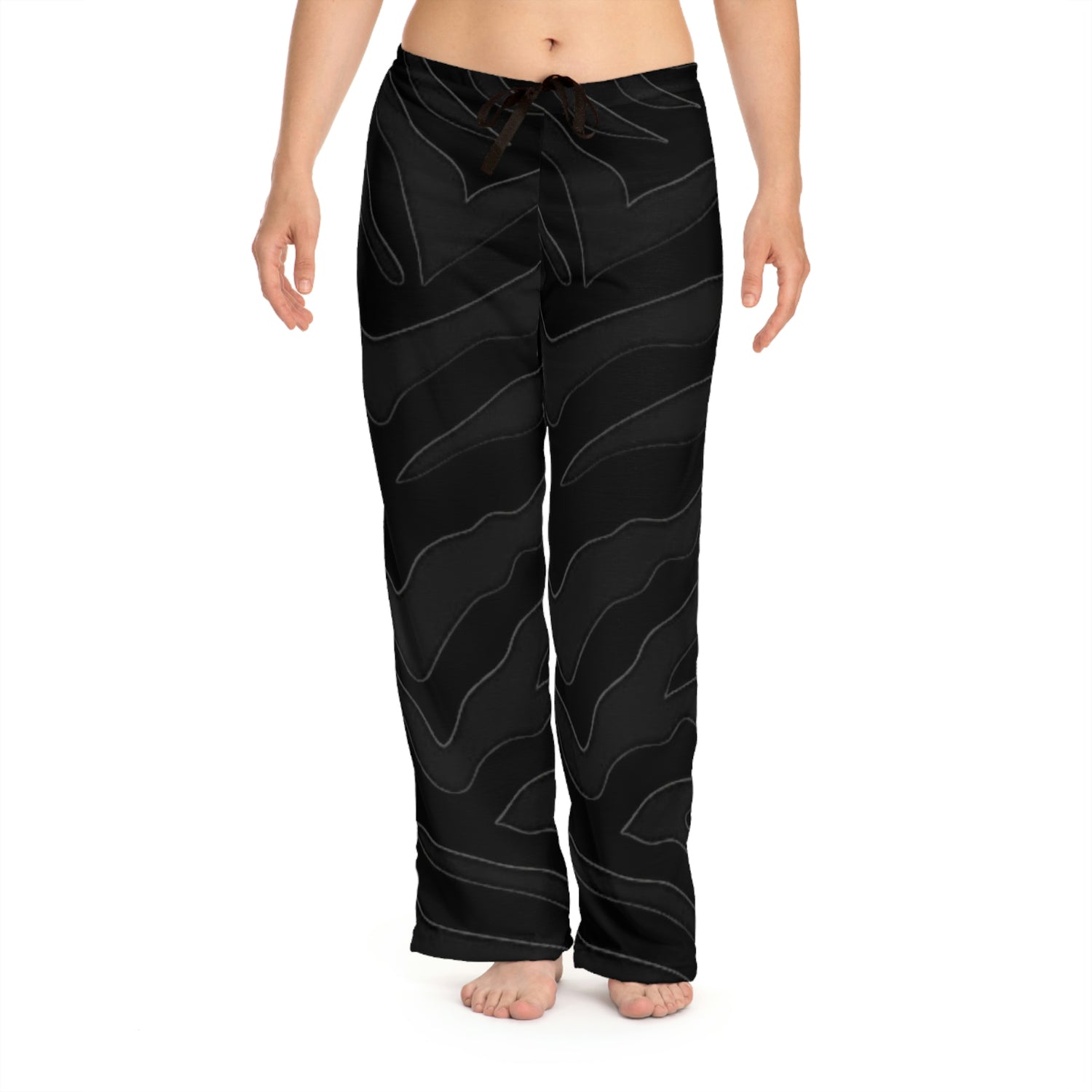 Black Zebra Print Women's Pajama Pants (AOP)