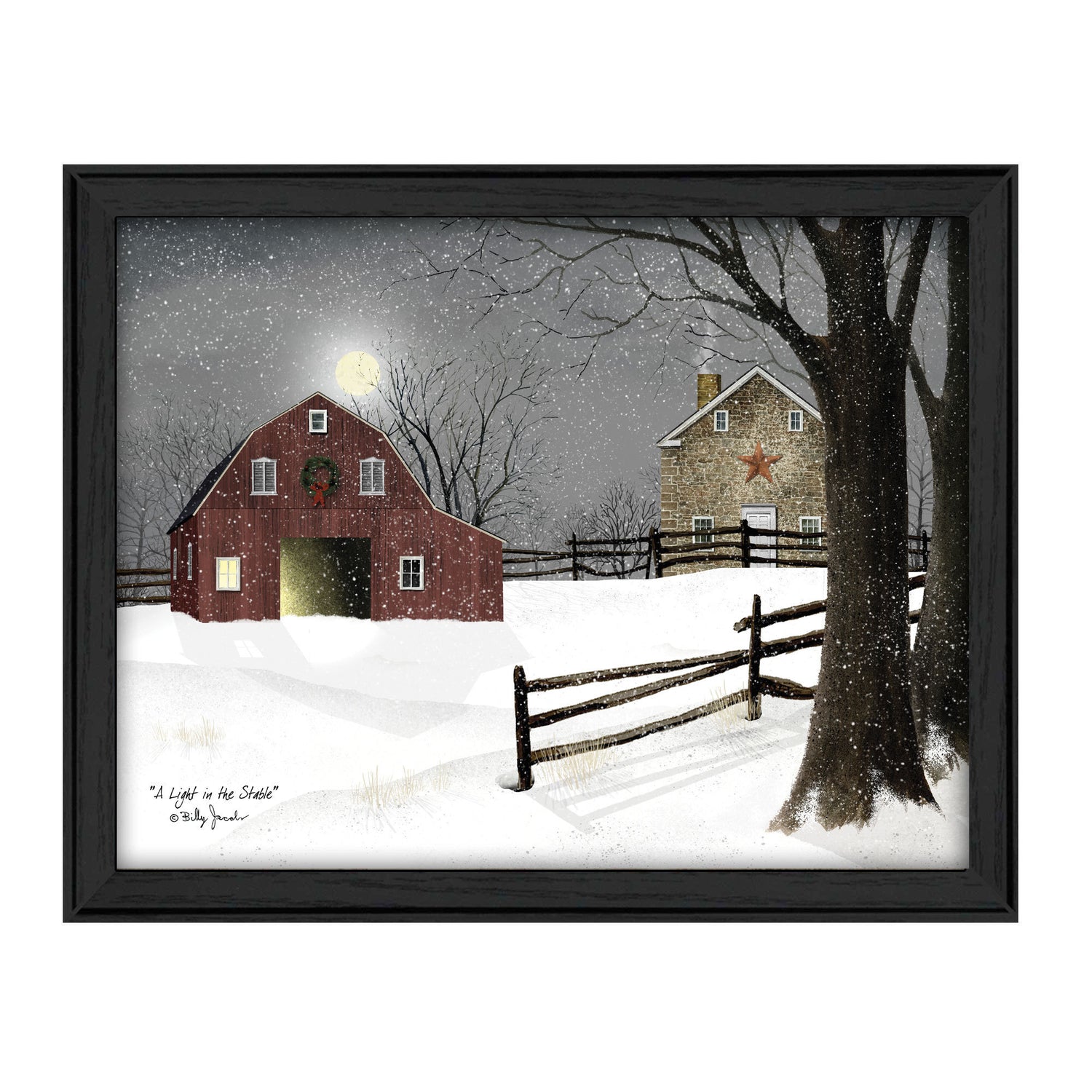 "Light in the Stable" By Billy Jacobs, Ready to Hang Framed Print, Black Frame