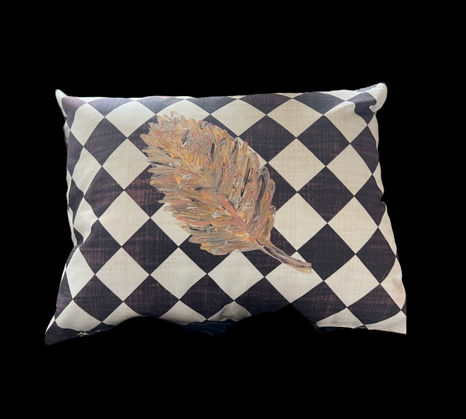 The Golden Leaf Diamond/Checkered Accent Pillow