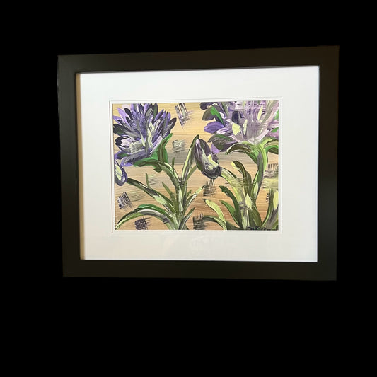 "Amethyst Irises" 11"x17" Gallery Poster matted and Framed to 18.5"x22.5"