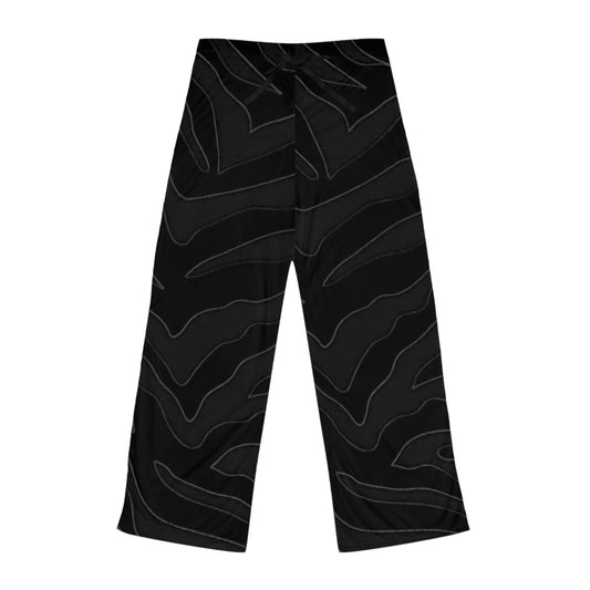 Black Zebra Print Women's Pajama Pants (AOP)