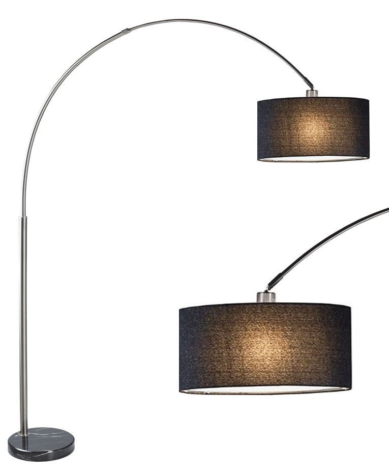 81"H BLACK SINGLE ARCH WITH MARBLE BASE FLOOR LAMP