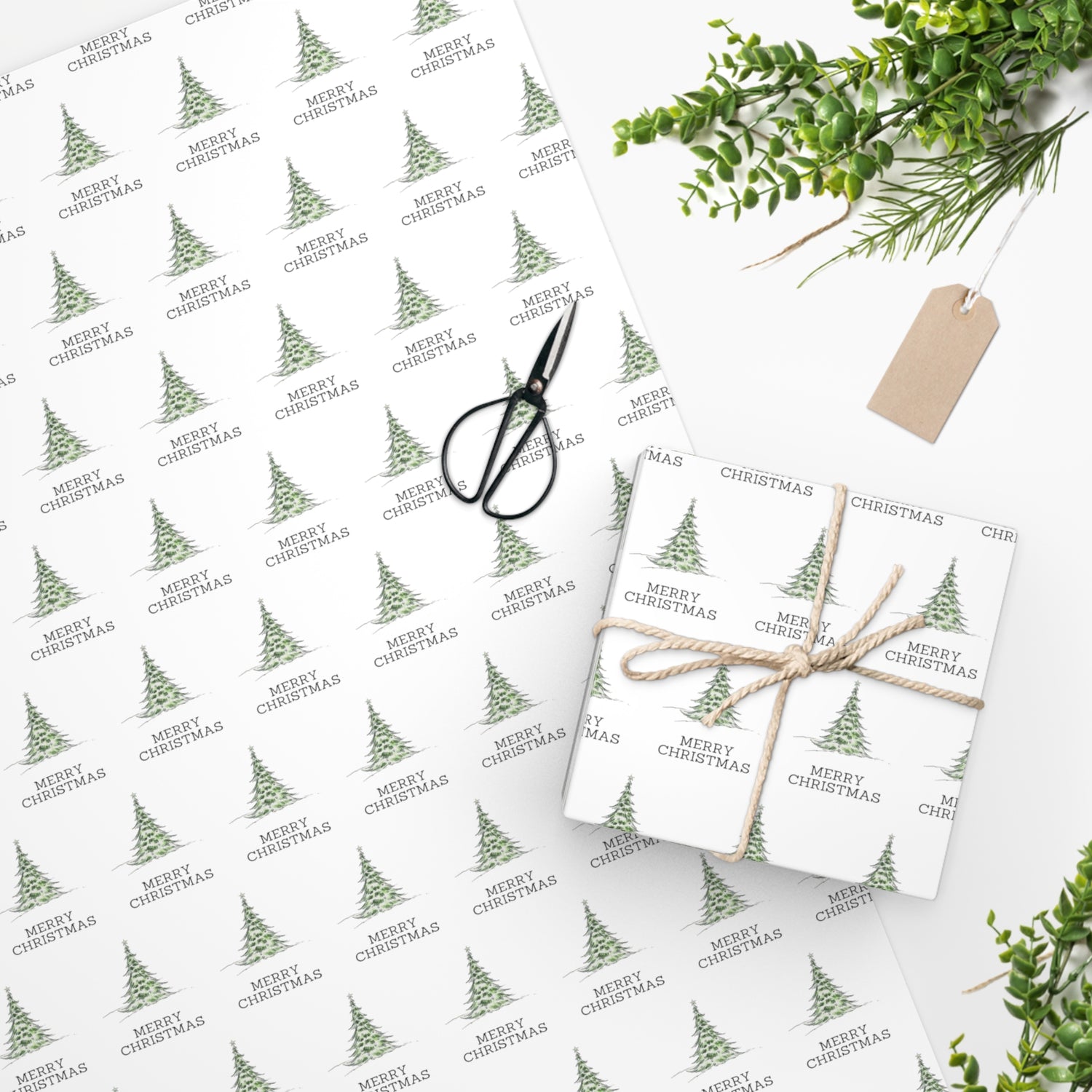 White Merry Christmas Wrapping Paper