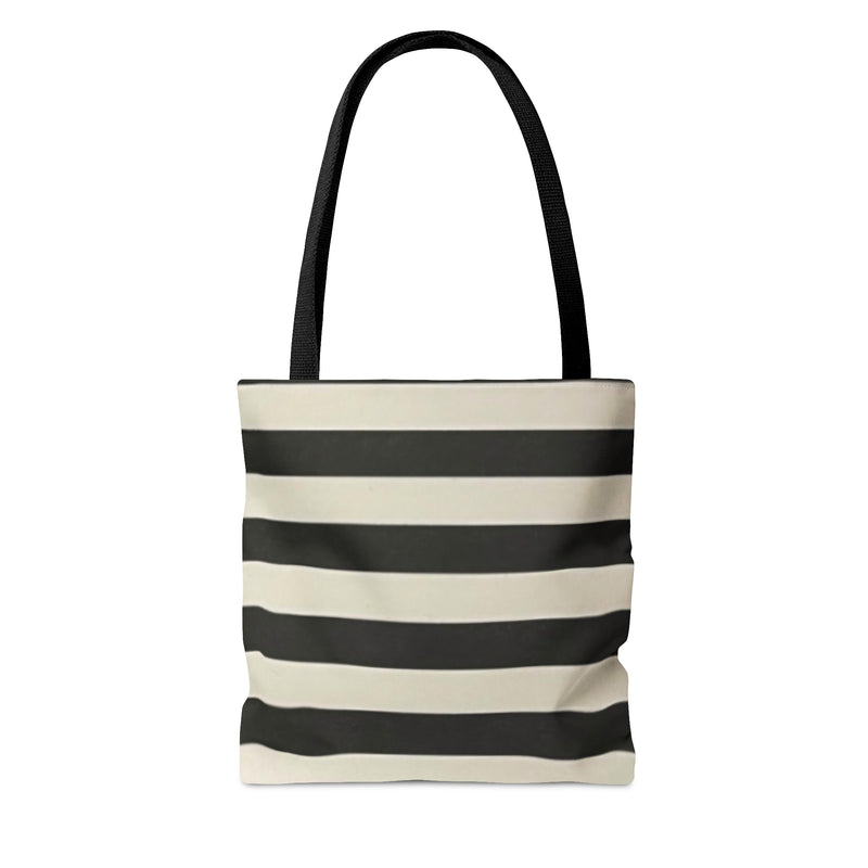 Customizable of Here For The Boos Black and White Striped Tote Bag (AOP)