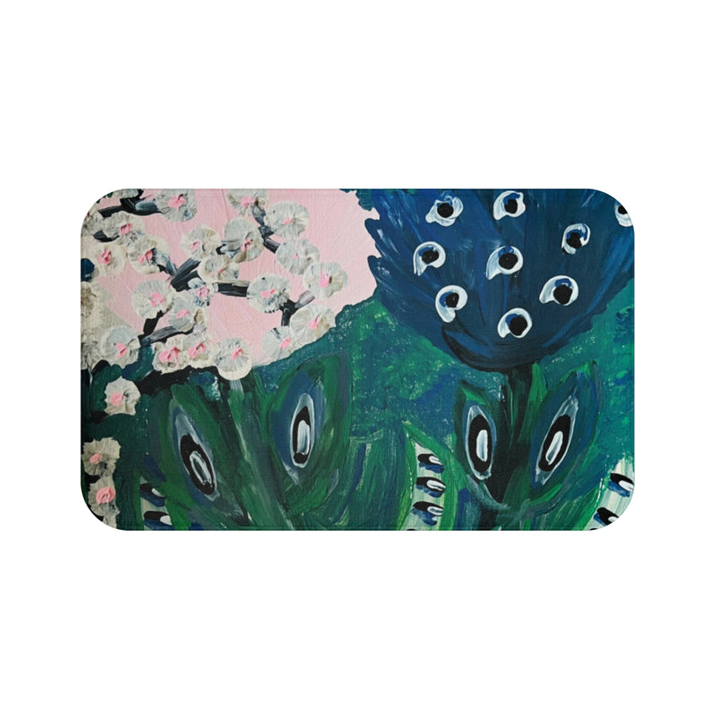 “Plum Blossoms & Peacock Dreams” Bath Mat