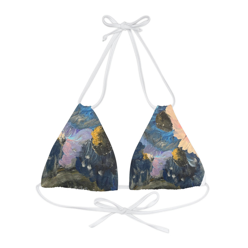 “Magic” Strappy Triangle Bikini Top (AOP)