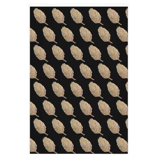 The Golden Leaf Black Wrapping Paper