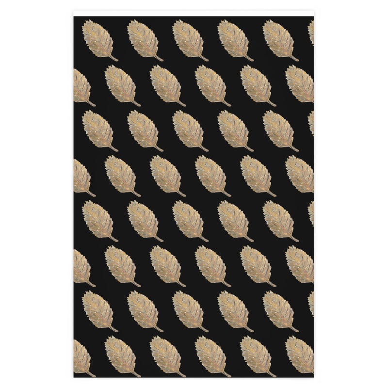 The Golden Leaf Black Wrapping Paper