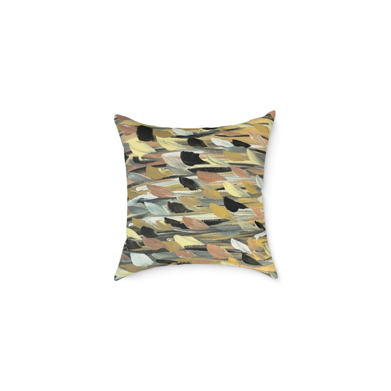 Rose Gold brushstrokes Square Poly Canvas Pillow