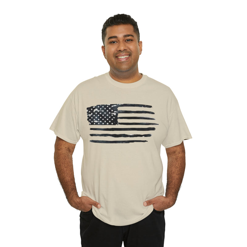 Blacked Out American Flag Unisex Heavy Cotton Tee