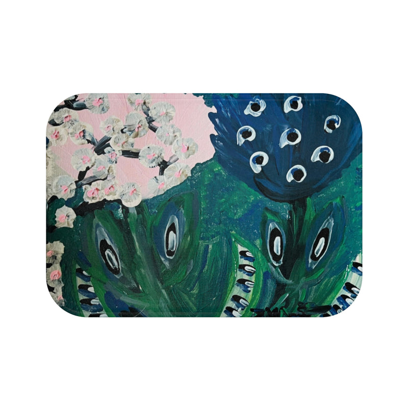 “Plum Blossoms & Peacock Dreams” Bath Mat