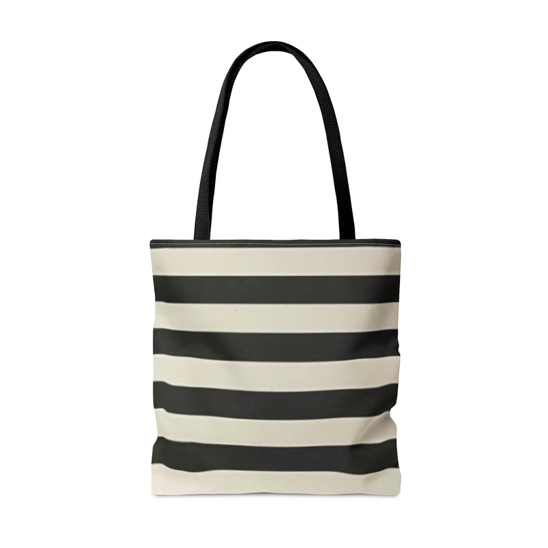 Customizable of Here For The Boos Black and White Striped Tote Bag (AOP)