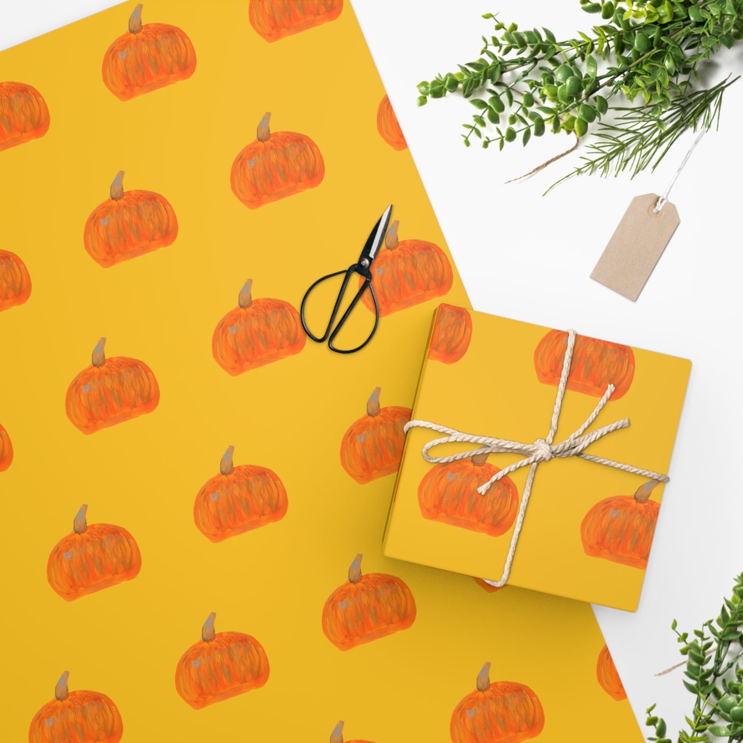 Pumpkin Yellow Premium Wrapping Paper
