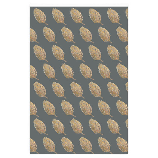 The Golden Leaf Dark Gray Wrapping Paper
