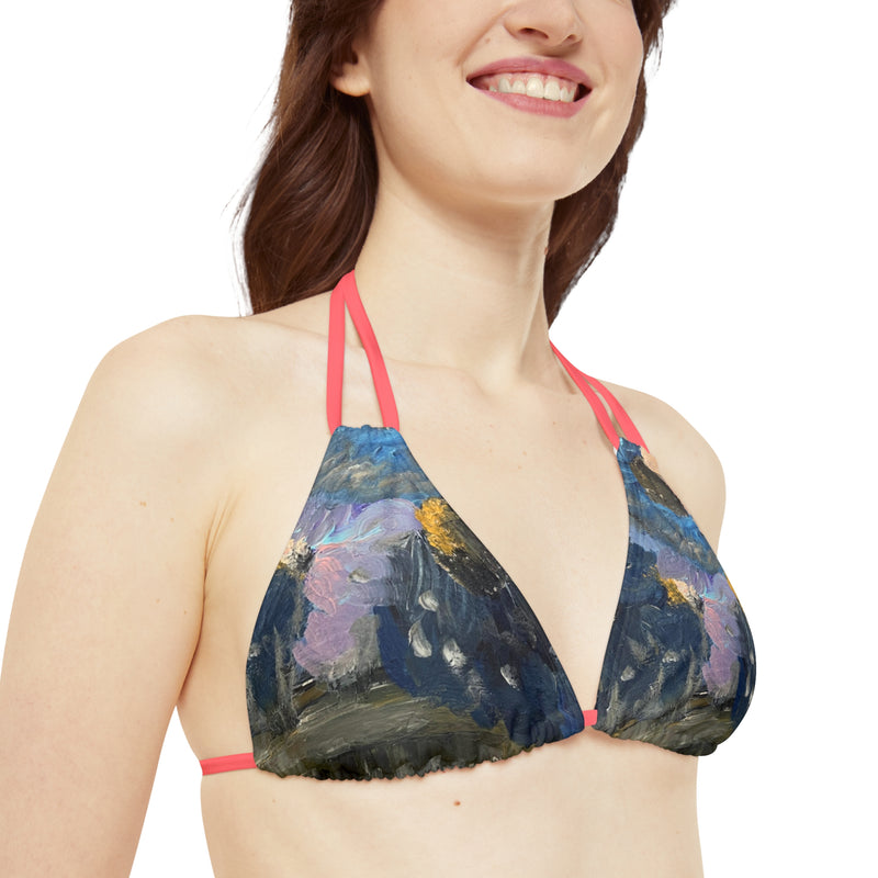 “Magic” Strappy Triangle Bikini Top (AOP)