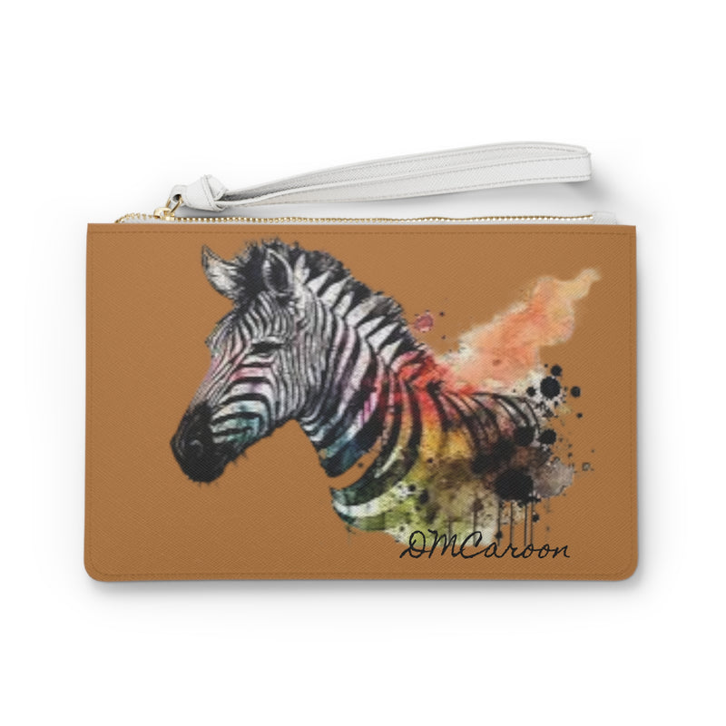 Abstract Zebra Clutch Bag in Light Brown