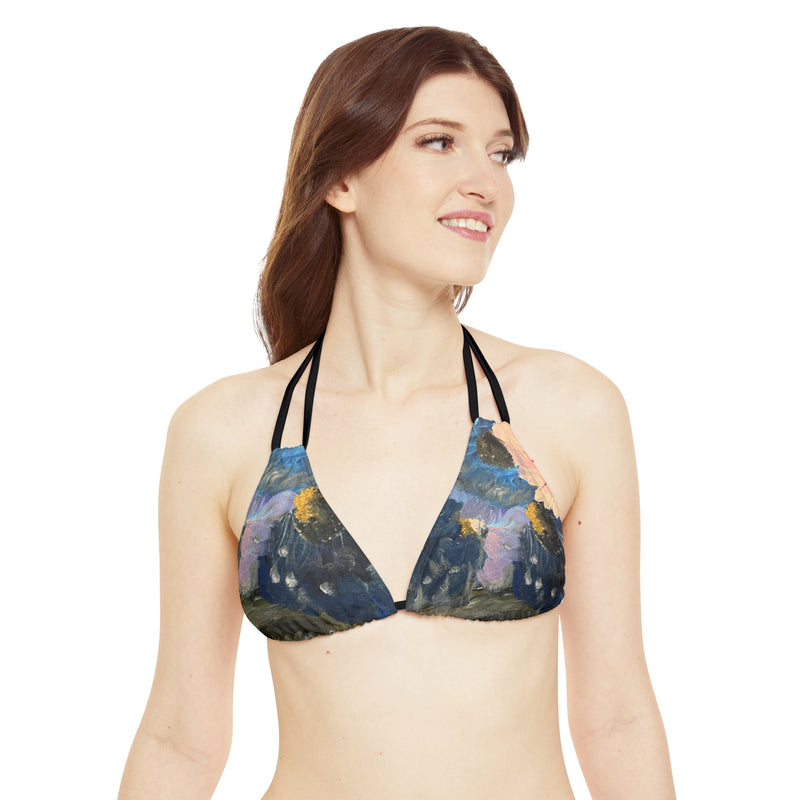 “Magic” Strappy Triangle Bikini Top (AOP)