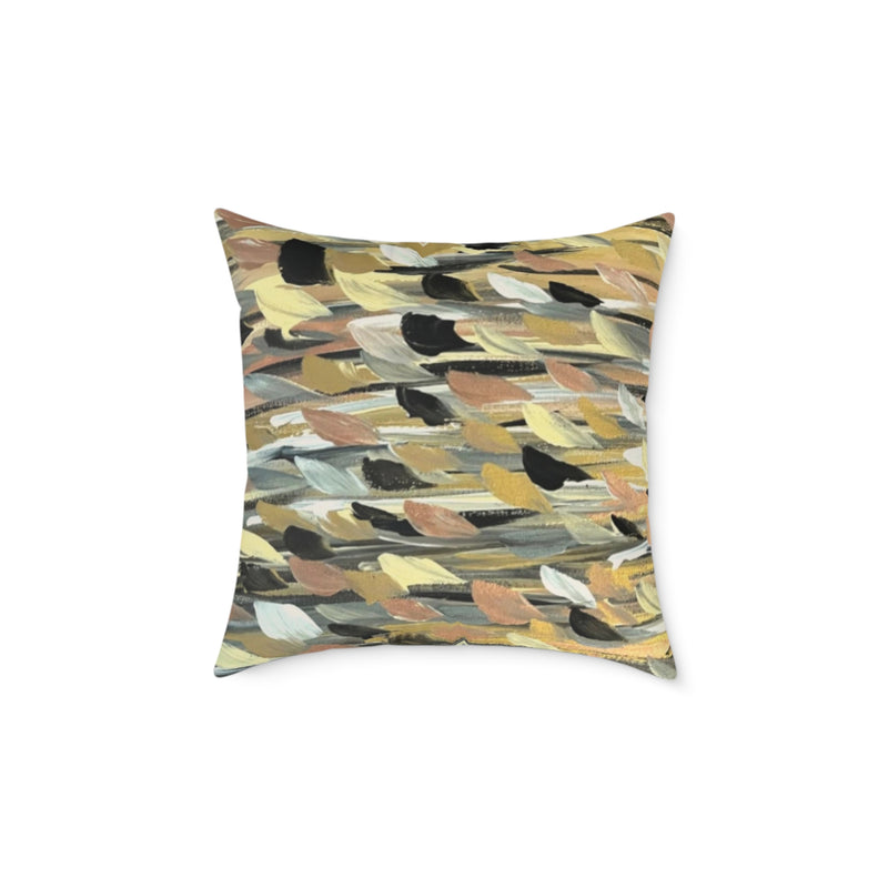 Rose Gold brushstrokes Square Poly Canvas Pillow