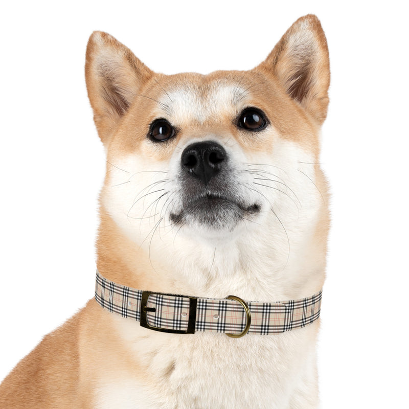 Tan Plaid Dog Collar Design 1