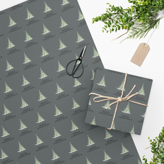 Dark Gray Merry Christmas Wrapping Paper