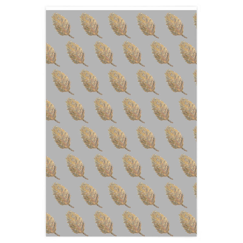 The Golden Leaf Gray Wrapping Paper
