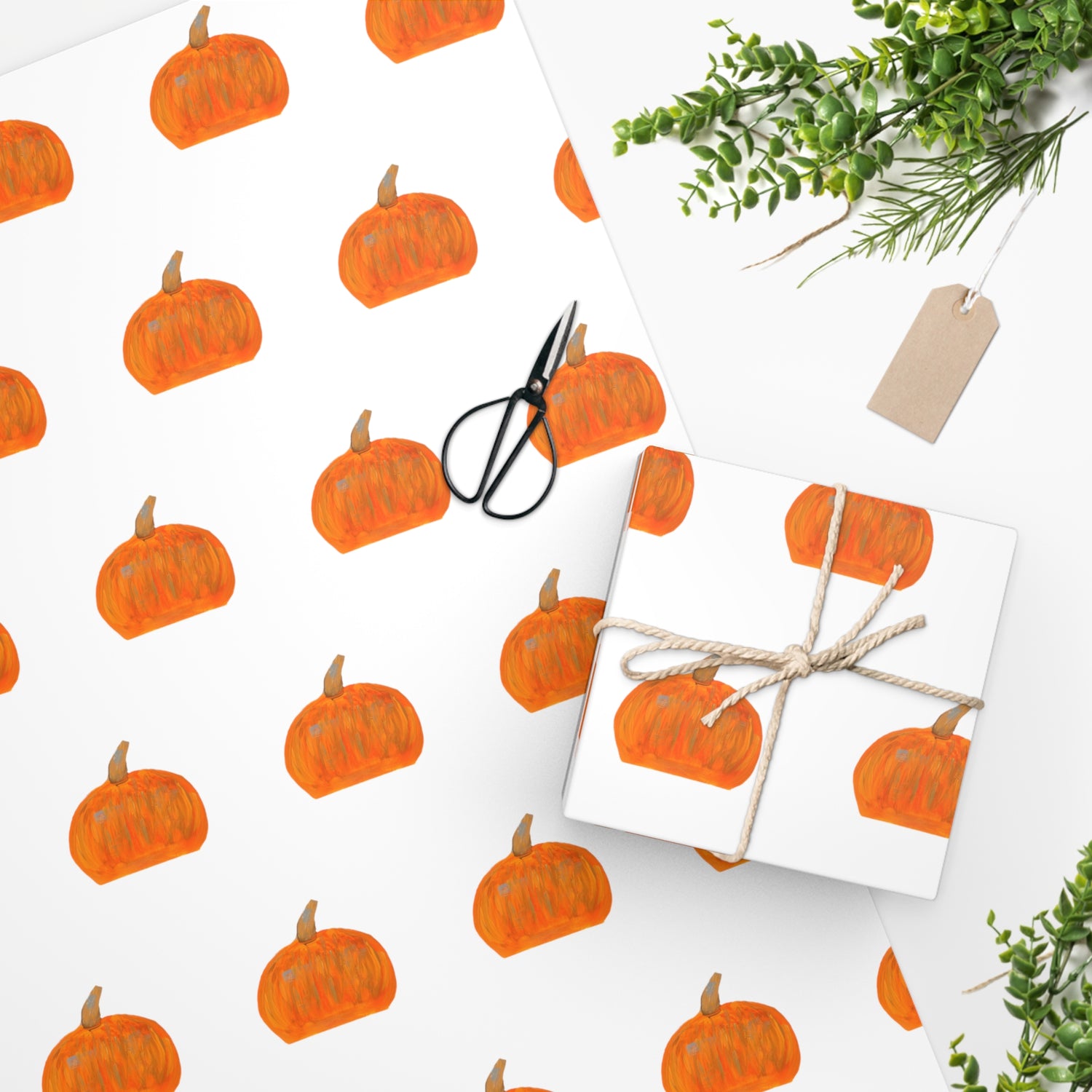 Pumpkin White Premium Wrapping Paper
