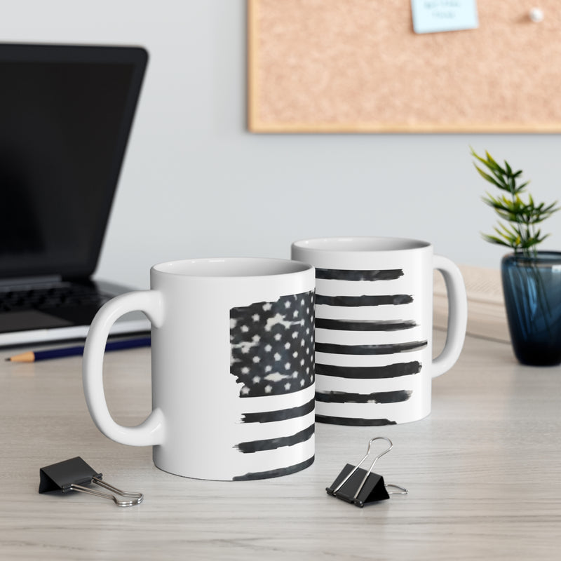 Blacked Out American Flag Ceramic Mug 11oz