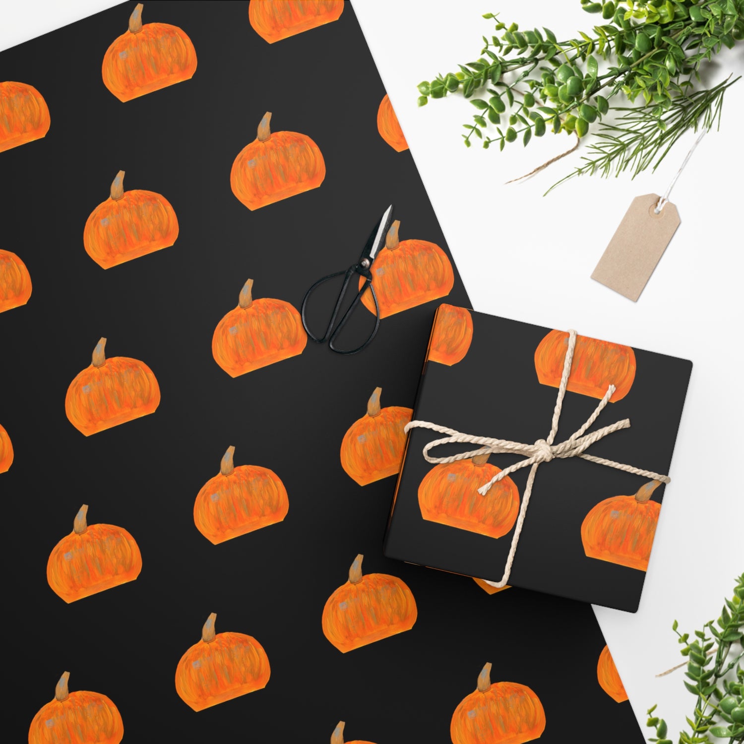 Pumpkin Black Premium Wrapping Paper