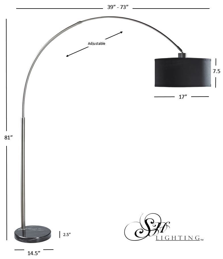 81"H BLACK SINGLE ARCH WITH MARBLE BASE FLOOR LAMP