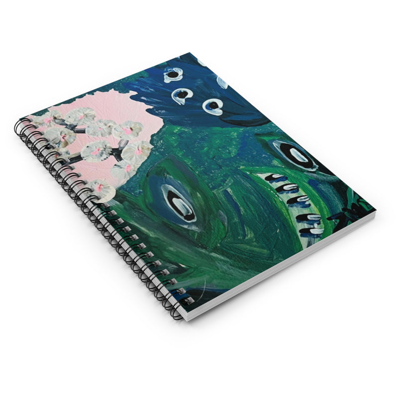 Plum Blossoms and peacock Dreams Spiral Notebook - Ruled Line
