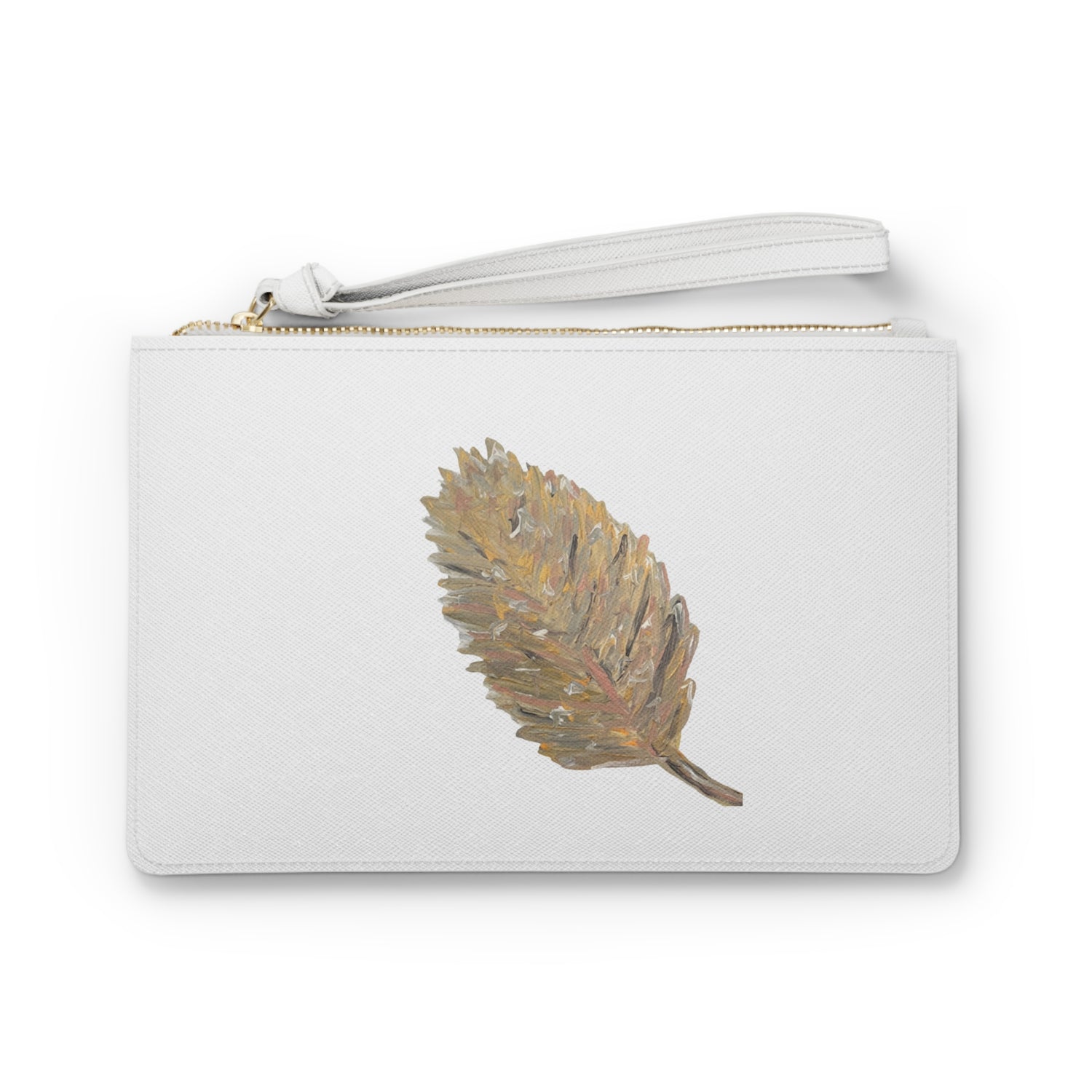 The Signature Golden Leaf Clutch Bag in White