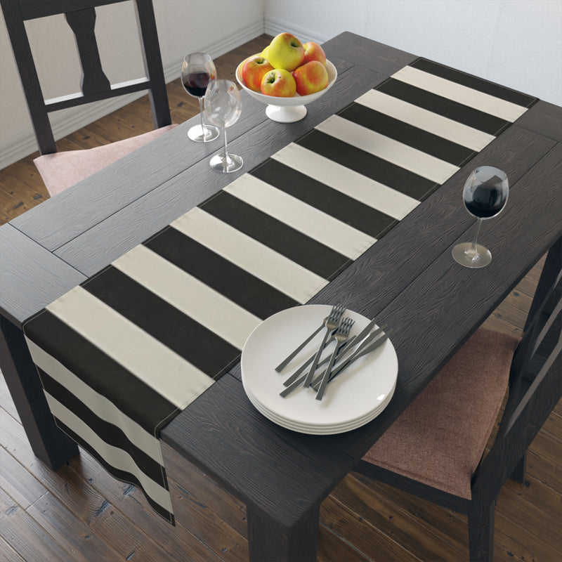 Black Striped Table Runner (Cotton, Poly)