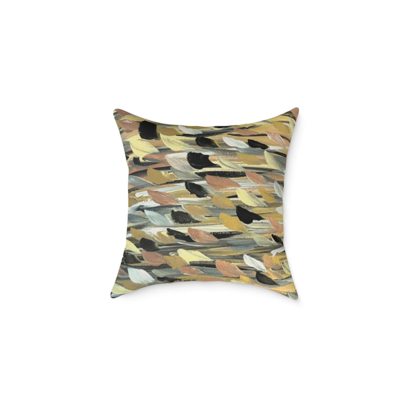 Rose Gold brushstrokes Square Poly Canvas Pillow