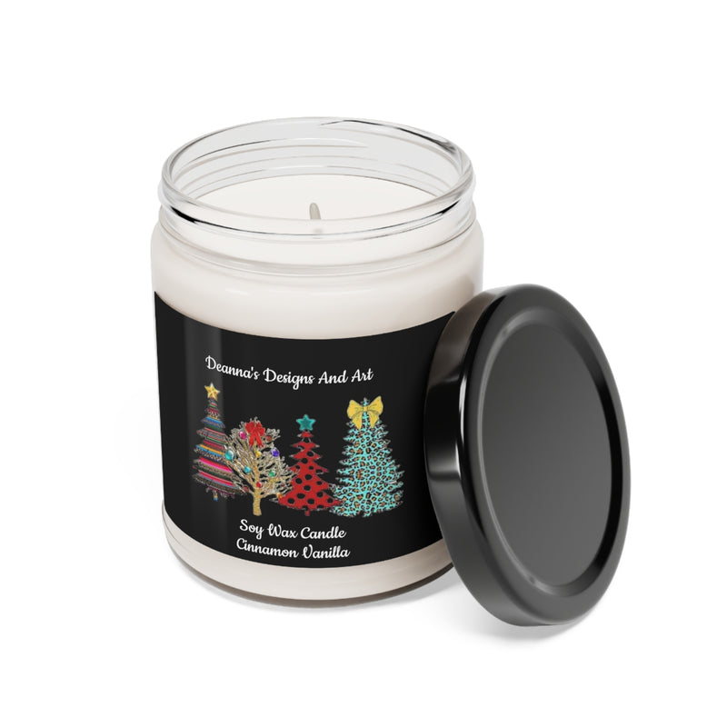 Leopard blue trees, Merry Christmas, Cinnamon and Vanilla Scented Soy Candle, 9oz