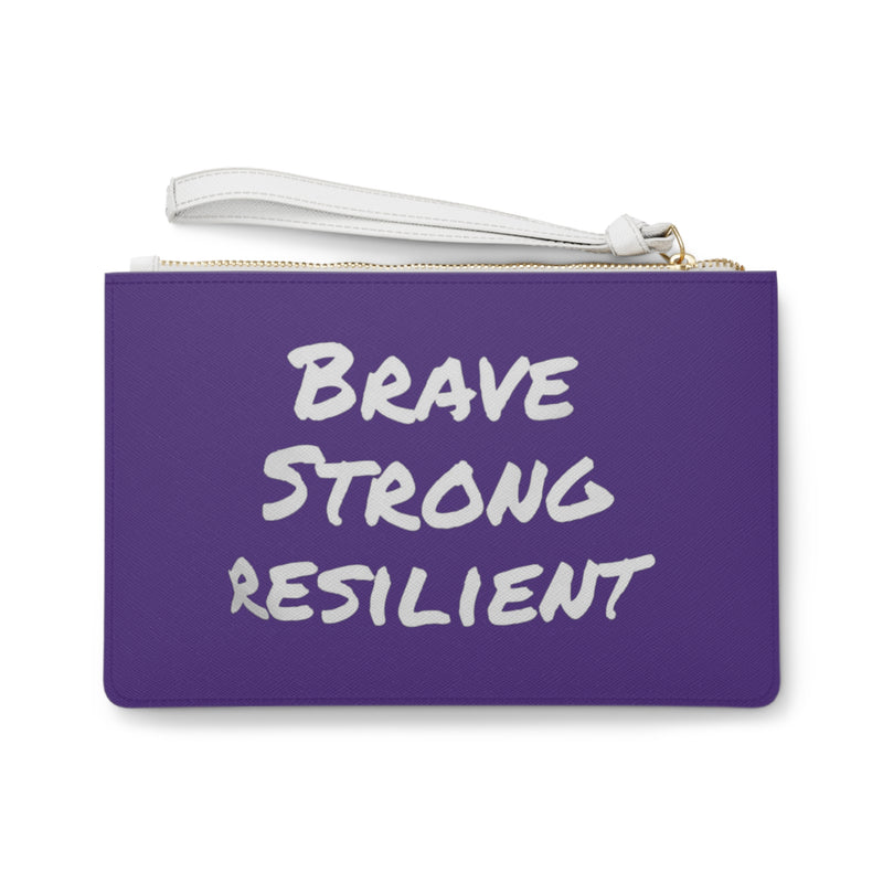 Strong- Brave-Resilient - IIH Warrior - Purple-Clutch Bag