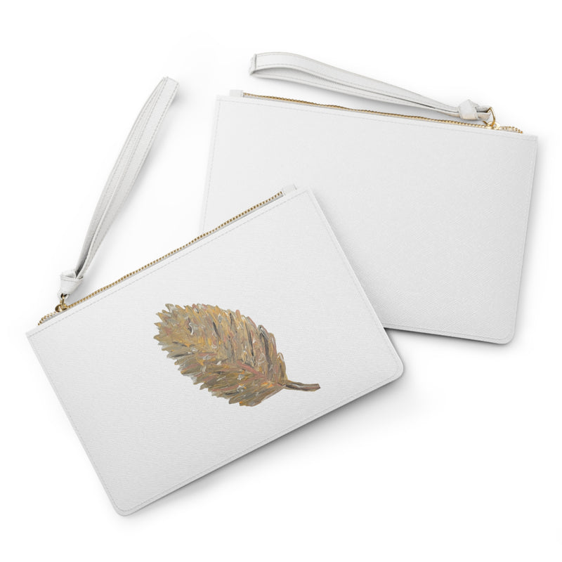 The Signature Golden Leaf Clutch Bag in White