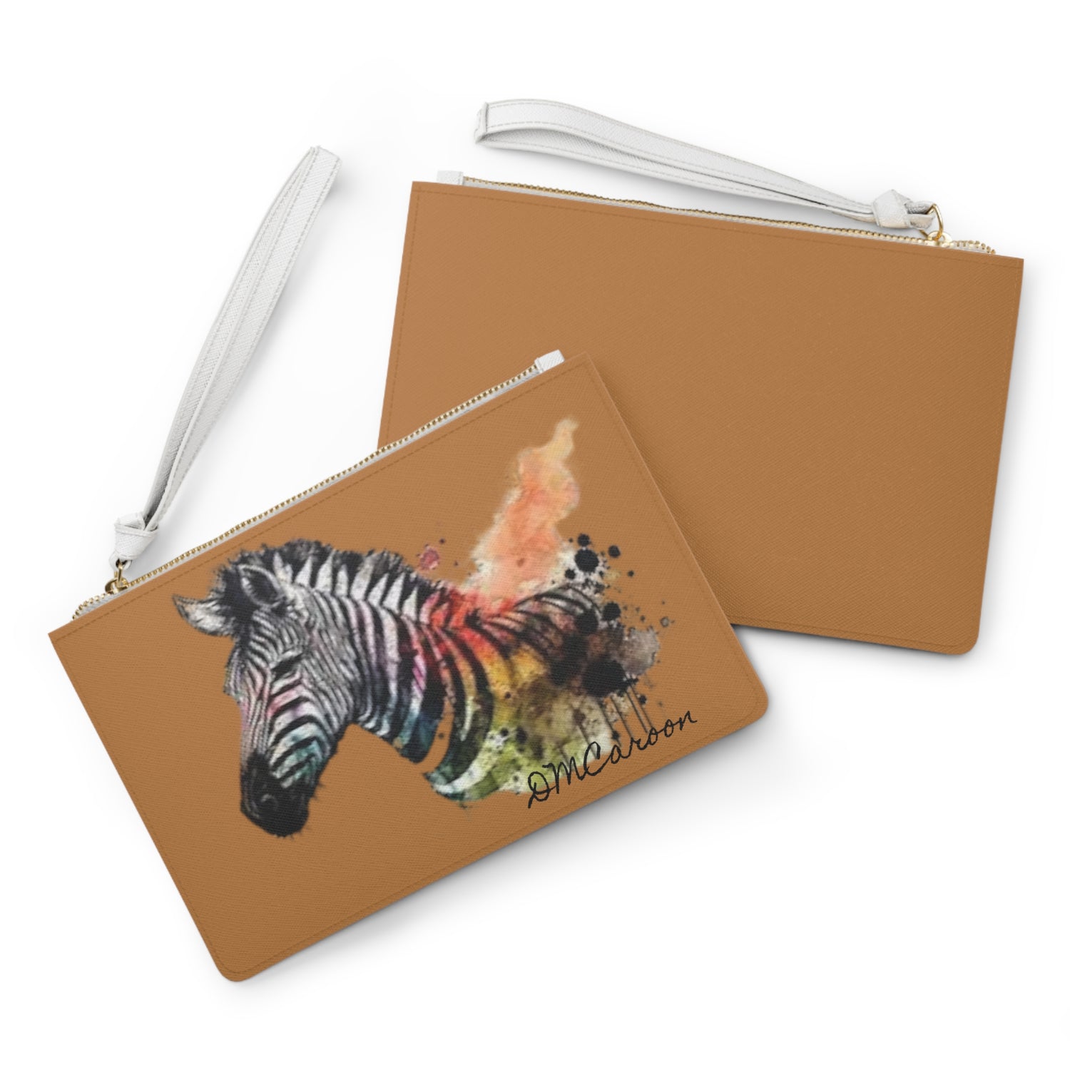 Abstract Zebra Clutch Bag in Light Brown