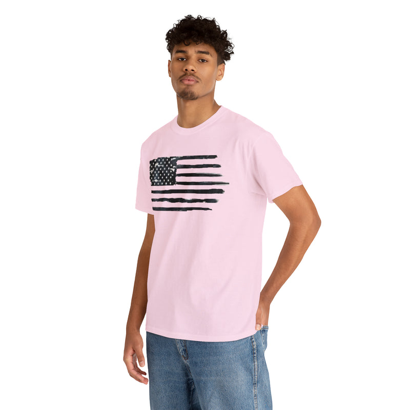 Blacked Out American Flag Unisex Heavy Cotton Tee