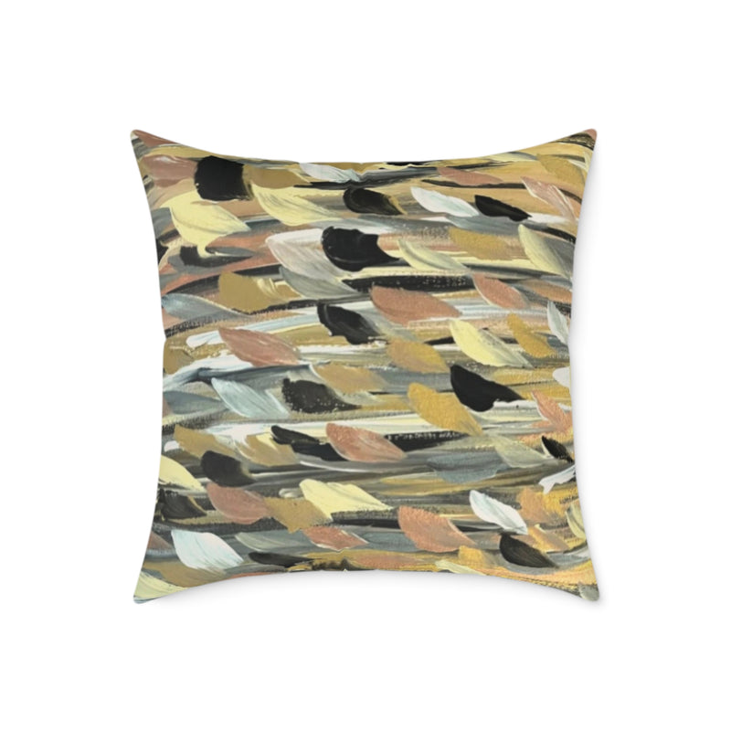 Rose Gold brushstrokes Square Poly Canvas Pillow