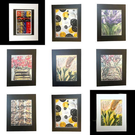 Assorted Fine Art Prints on Canvas Paper,  Matted to 11"x14"