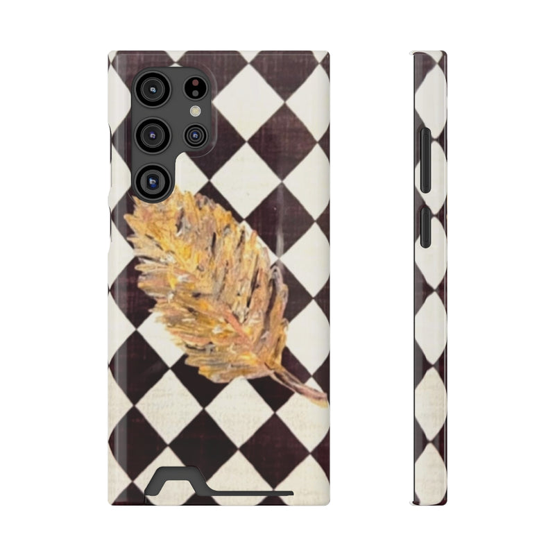 The Golden Leaf Diamond Phone Case With Card Holder